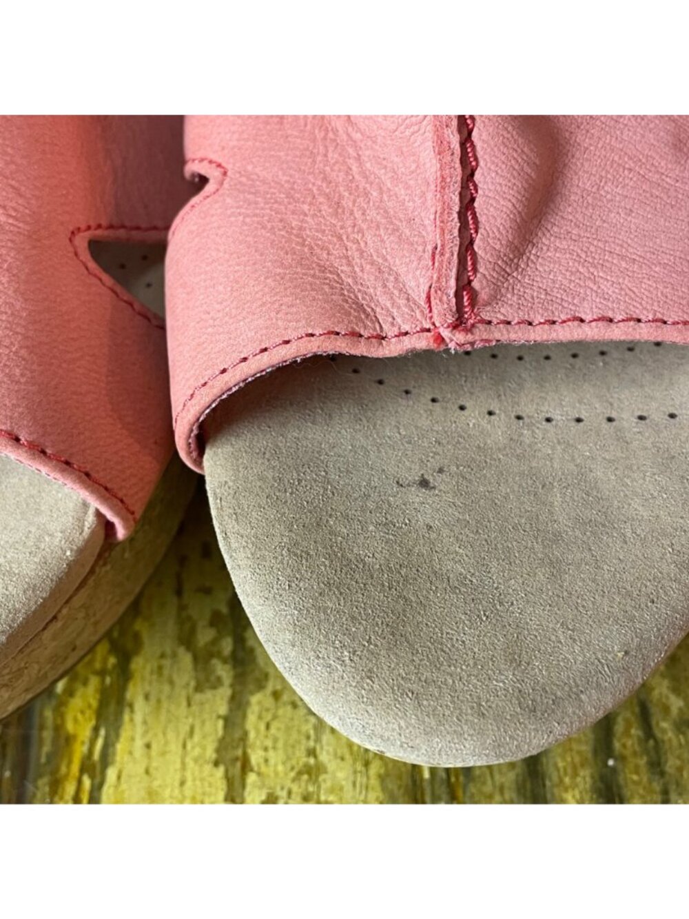 Clarks Collection Annadel Bari Coral Nubuck Leather Slip On Wedge Sandals Sz 10 - Picture 5 of 10